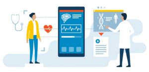 A infographic showing telehealth in action